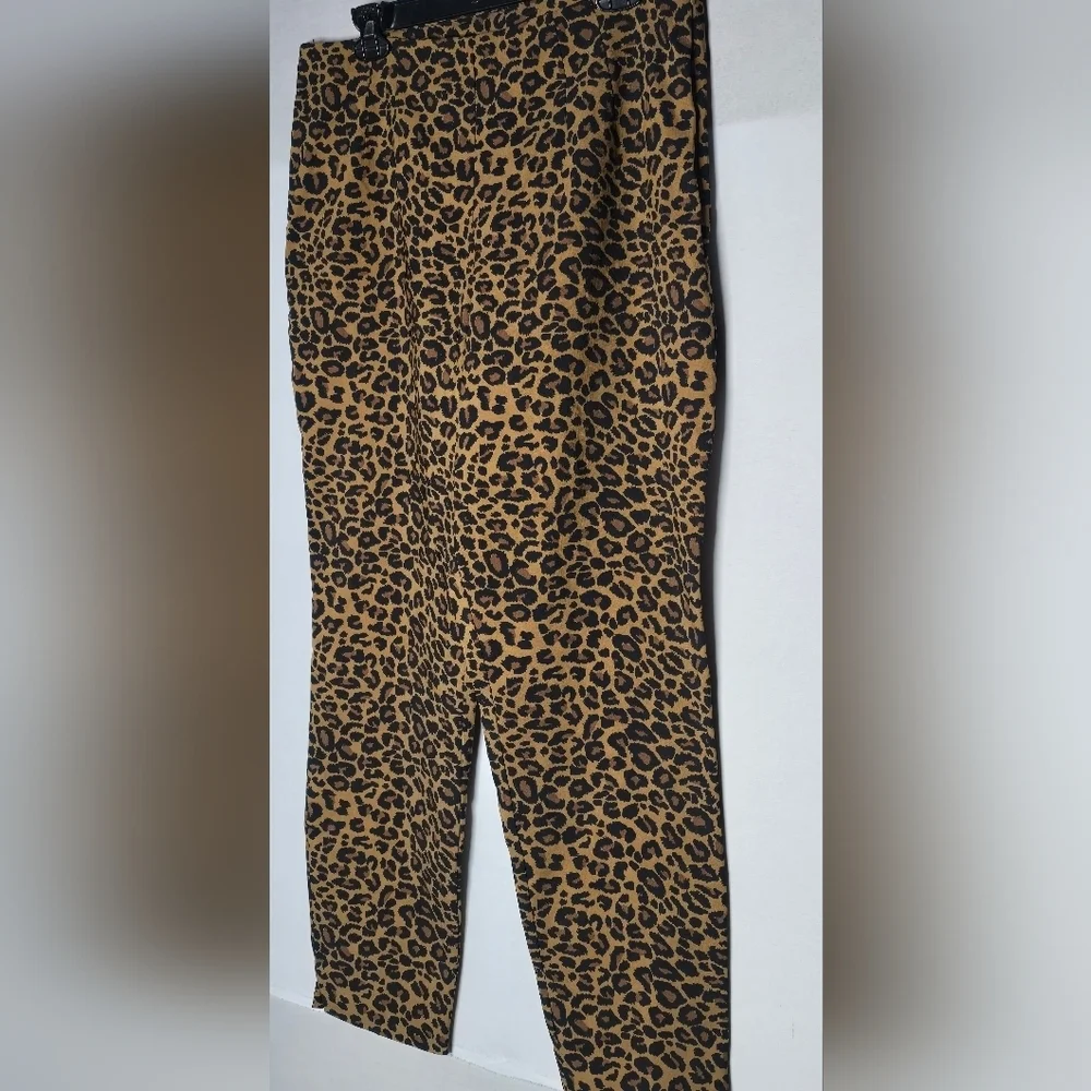 Time And Tru Women's Cheetah Elastic Waist Fitted Stretch Dress Pants Size 18 - Picture 2 of 7